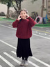 moonkids紅色毛衣女童2025新年衣服兒童拜年服喜慶冬裝加厚毛衣套裝秋冬季 19741紅色 130 130cm 曬單實(shí)拍圖