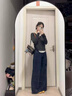 魯雅爾美式深藍(lán)色寬松闊腿牛仔褲女春秋季新款高腰顯瘦慵懶休閑直筒褲子 深藍(lán)色 L 曬單實拍圖
