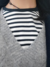 無(wú)印良品（MUJI）女式 雙羅紋編織 圓領(lǐng)長(cháng)袖T恤 上衣打底衫女裝25年秋季 黑色條紋 M (160/84A) 曬單實(shí)拍圖