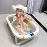 格瑞芬（Gryffon）嬰兒洗澡盆寶寶可坐躺幼兒家用感溫浴盆新生兒童小孩可折疊沐浴桶 加深款【感溫浴盆】贈禮包 【雙層加厚 護脊躺洗】 曬單實(shí)拍圖