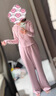 南木熊衛衣女裝春秋季2025年新款休閑運動(dòng)服設計感連帽顯瘦闊腿褲套裝女 粉色衛衣套裝L【110-120斤】 曬單實(shí)拍圖