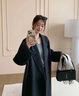 綠夕（REAXUR）中長(cháng)款毛呢大衣女秋冬高級感2025新款女士高端呢子外套小香風(fēng)韓版 黑灰【羽絨內膽】 S （建議106斤-115斤） 曬單實(shí)拍圖