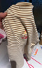 嘟嘟家【7A抑菌】兒童打底衫半高領(lǐng)秋裝男童上衣德絨秋款女童長袖T恤潮 咖色系條紋 90 曬單實拍圖