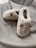 栢啟歆小羊角棉拖鞋男女冬季毛絨保暖情侶拖鞋室內家居加厚踩屎感毛毛鞋 小羊角棉拖鞋女【白】 38-39 【適合36-37】 曬單實(shí)拍圖