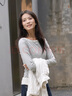 森馬（Semir）長(cháng)袖T恤女不對稱(chēng)假兩件2025秋季新款小心機修身拼色衣服百搭 灰色調00322 L 曬單實(shí)拍圖