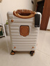 花花公子行李箱男拉桿箱女登機旅行箱前側開(kāi)蓋鋁框箱 白配咖 20英寸 曬單實(shí)拍圖