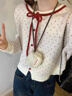 慕瑤雨圣誕帷幕精致蝴蝶結波點(diǎn)短款針織衫毛衣女2025年新款春秋季百搭衣 波點(diǎn)毛衣 S 85-95斤 曬單實(shí)拍圖