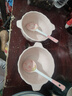 少女心草莓雙耳碗勺加厚湯碗沙拉碗飯碗家用碗高顏值釉下彩餐具 淺粉草莓雙耳碗（1碗1勺） 2件套 曬單實(shí)拍圖
