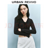 UR2025春季新款女裝法式荷葉邊系帶V領(lǐng)長(cháng)袖T恤UYY450018 曬單實(shí)拍圖