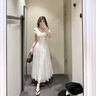 素織錦裙子女夏季新款法式甜美輕奢連衣裙海邊高級感溫柔風(fēng)氣質(zhì)公主裙 溫婉淑女風(fēng)氣質(zhì)長(cháng)裙【杏色】 M 曬單實(shí)拍圖