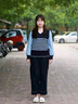MsShe【拼接假兩件條紋針織衫】大碼女裝2025秋季胖mm寬松V領(lǐng)毛衣 升級面料-藏青藍色現貨 2XL 曬單實(shí)拍圖
