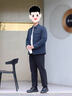 弗朗西保羅（FULANLE PAULO）高端棉衣羊毛填充加厚棉服爸爸秋冬休閑外套中年商務(wù)男士翻領(lǐng)棉襖 藍色 185/2XL 曬單實(shí)拍圖