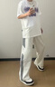 棉致2025新款衛褲男潮牌休閑男生褲子秋冬寬松加絨闊腿直筒運動(dòng)休閑褲 白花灰色（春秋款） XL 【125-140斤】 曬單實(shí)拍圖