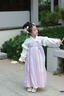 貝優(yōu)可古月家.紫芙 漢服女童冬兒童高端仙氣古風(fēng)加絨連衣裙女孩古裝襦裙 紫色 110 曬單實(shí)拍圖