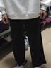 BOSSBO博斯25美式高街褲子男潮牌寬松側邊反拼開(kāi)叉闊腿褲直筒運動(dòng)休閑 黑色 L 曬單實(shí)拍圖