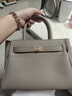 百麗女包鉑金托特包真皮新娘婚包質(zhì)感手提包X5348CX0 灰色 曬單實(shí)拍圖