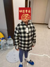 優(yōu)衣庫童裝男童女童法蘭絨格子襯衫長(cháng)袖襯衣薄外套上衣新款478132 09 黑色 160 曬單實(shí)拍圖