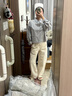 優(yōu)衣庫女裝針織廓形長(cháng)褲/彎刀鐮刀褲子25秋冬新款483722 483722/01乳白色 M 曬單實(shí)拍圖