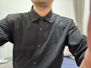 CARE OF LORD 領(lǐng)航員系列 春秋款男士棉感抗皺商務(wù)休閑白色長(cháng)袖襯衫3672 質(zhì)感黑 M 曬單實(shí)拍圖