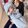 AILUKI日本嬰兒抱被秋冬季加厚睡袋新生包裹初生寶寶冬天冬款的外出 米白色小熊 78x95cm 曬單實(shí)拍圖