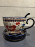 奧絲達波蘭馬克杯陶瓷杯子帶蓋復古創(chuàng  )意早餐杯精致水杯家用咖啡杯辦公杯 蜜采紅花（早餐杯+堅果碟+勺子）品質(zhì)升級款 曬單實(shí)拍圖