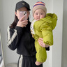 G.duck嬰兒冬季羽絨服連體衣寶寶冬裝加厚外出服幼兒冬天衣服 綠色 66 綠色連帽羽絨服 73 cm 曬單實(shí)拍圖