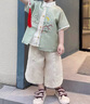 羅蒙漢服男童夏款唐裝中大童古新中式兒童國(guó)風(fēng)套裝中秋演出服 淺綠110 曬單實(shí)拍圖
