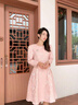 Dudant奢侈高檔品牌簡(jiǎn)約休閑提花連衣裙女士冬季2025新款氣質(zhì)收腰a字裙 粉色 L 曬單實(shí)拍圖