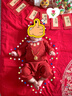 優(yōu)奇新生兒衣服紅色嬰兒滿月百天和尚服寶寶0-3月純棉綁帶哈衣a類 曬單實拍圖