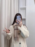 GIAVENTOLA澳洲羊毛圍巾女2025秋冬新款圍脖女輕奢生日圣誕節禮物送女友老婆 駝咖格【精致禮盒裝】 曬單實(shí)拍圖