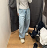 優(yōu)衣庫女裝/男女同款寬松廓形牛仔褲/彎刀鐮刀褲子高腰水洗產(chǎn)品479000 62 粉藍色 23 /150/58A 曬單實(shí)拍圖