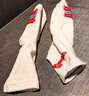 李寧（LI-NING）羽毛球襪中筒男款毛巾襪吸濕排汗運動襪AWSU083-3白紅25-28CM一雙 曬單實拍圖