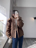 恩若凡短款羽絨服女寬松型帶帽安可拉冬季高端時(shí)尚洋氣加厚保暖連帽外套 咖色 [升級版] S [建議80-105斤] 曬單實(shí)拍圖