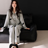 悅內睡衣女春秋款秋季純棉長(cháng)袖家居服休閑狗大碼華夫格時(shí)尚套裝可外穿 22553淺灰色【華夫格肌理】 L (165) 【體重110-120斤】 曬單實(shí)拍圖