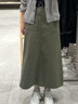 MUJI女式水洗人字紋直筒裙長(cháng)半身裙女純棉25年冬季裙子女裝 卡其綠 S (155/62A) 曬單實(shí)拍圖