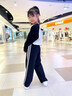 優(yōu)優(yōu)1點（Yoyo one）女童運動褲兒童春秋款2025新款秋季休閑闊腿褲女大童衛(wèi)褲秋裝褲子 15186黑色【升級款-耐磨耐穿】 160 曬單實拍圖