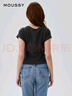 moussy 【熱銷(xiāo)爆款】甜美字母花卉印花修身短袖T恤028ISQ90-4211 021淺黑色 均碼 曬單實(shí)拍圖