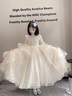 DOMIAMIAKIDS女童主持人晚禮服大童婚禮女孩生日公主裙兒童鋼琴演奏演出服 香檳色蝴蝶 【贈裙撐】 160 cm 曬單實拍圖