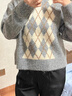優(yōu)衣庫【狂歡價(jià)】女裝菱格圓領(lǐng)針織衫/毛衣毛衫25秋冬新款482645 03 灰色 L /160/88A 曬單實(shí)拍圖