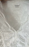 茵曼（INMAN）輕薄透氣百搭V領(lǐng)花邊文藝風(fēng)短袖洋氣春夏襯衫女上衣 珍珠白 S  曬單實(shí)拍圖