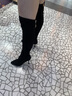 小個(gè)子時(shí)尚過(guò)膝長(cháng)靴細跟尖頭高跟顯瘦彈力性感高筒靴女秋冬2025款 過(guò)膝靴8333-12 加絨 36 曬單實(shí)拍圖