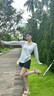 冶芷藍色V領(lǐng)條紋防曬長(cháng)袖t恤女秋季韓系松弛慵懶感寬松罩衫上衣 氣質(zhì)條紋v領(lǐng)上衣藍色 M 曬單實(shí)拍圖