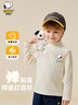 史努比（SNOOPY）兒童打底衫男童長(cháng)袖T恤女童半高領(lǐng)打底棉質(zhì)上衣 趣味觀(guān)看米白 曬單實(shí)拍圖