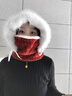 允娜套頭帽圍脖一體雷鋒帽子女防風(fēng)護臉電動(dòng)車(chē)保暖神器防寒護耳毛線(xiàn)帽 紅色 54-60CM 曬單實(shí)拍圖