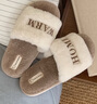 細細條（XIXITIAO）時(shí)尚家居一字毛毛拖鞋女秋冬季2024新款韓版ins室內棉拖鞋 奶白色 36-37 曬單實(shí)拍圖