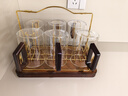 裕昶高硼硅玻璃杯家用客廳耐高溫泡茶杯水杯套裝待客透明喝水杯子水具 6杯+金色杯架+金提手托盤(pán) 曬單實(shí)拍圖