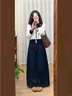 艾珠兒（Aizhuer）休閑褲女裝套裝2025秋冬裝韓系穿搭一整套針織開(kāi)衫闊腿褲子兩件套 白色上衣+牛仔褲兩件套 S 曬單實(shí)拍圖