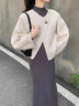 丹珠娜（DanZhuNa）小香風(fēng)連衣裙2025年新款女裝秋冬季穿搭一整套高級感針織套裝裙子 杏色外套+針織裙子 S 曬單實拍圖