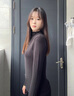 貓人（MiiOW）半高領(lǐng)德絨打底衫女士秋冬含羊絨蠶絲加絨加厚內搭磨毛堆堆領(lǐng)上衣 曬單實(shí)拍圖