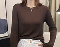 班尼路打底衫女裝外套保暖修身長(cháng)袖t恤半高領(lǐng)秋衣潮流時(shí)尚新款上衣服1 深咖#純色 【親膚柔軟】 L 曬單實(shí)拍圖